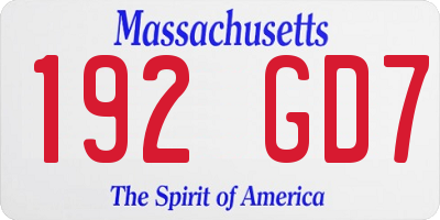 MA license plate 192GD7