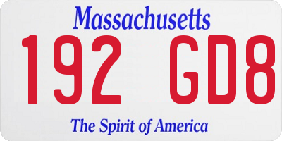 MA license plate 192GD8