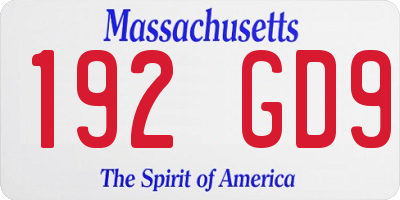 MA license plate 192GD9