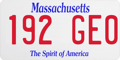 MA license plate 192GE0