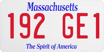 MA license plate 192GE1