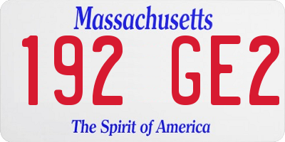 MA license plate 192GE2