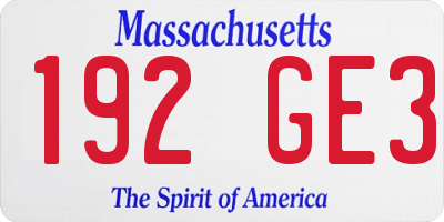MA license plate 192GE3