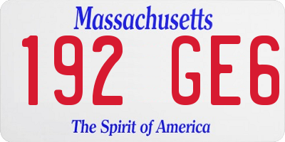 MA license plate 192GE6