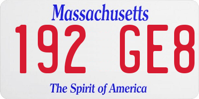 MA license plate 192GE8