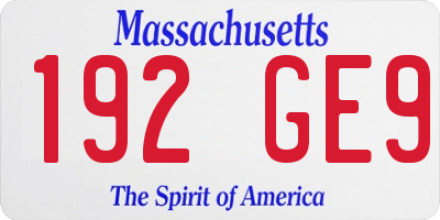 MA license plate 192GE9