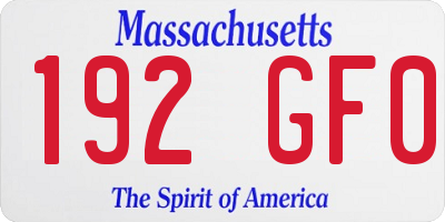 MA license plate 192GF0