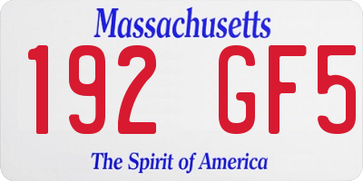 MA license plate 192GF5