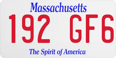 MA license plate 192GF6