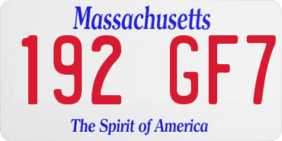 MA license plate 192GF7
