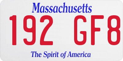 MA license plate 192GF8