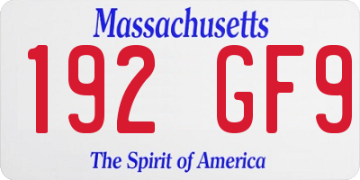 MA license plate 192GF9