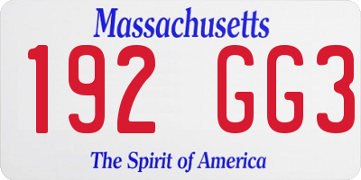 MA license plate 192GG3