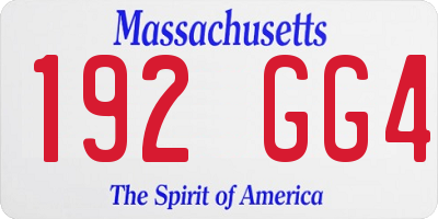 MA license plate 192GG4