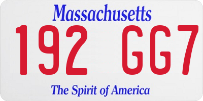 MA license plate 192GG7