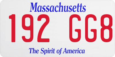 MA license plate 192GG8