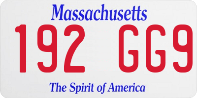 MA license plate 192GG9