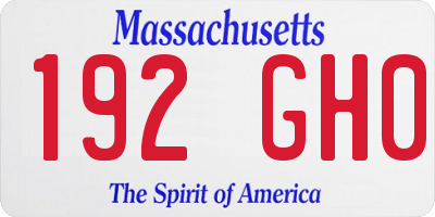 MA license plate 192GH0