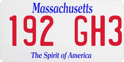 MA license plate 192GH3
