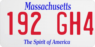 MA license plate 192GH4