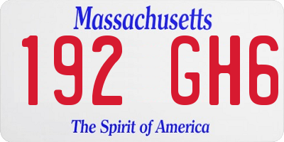 MA license plate 192GH6