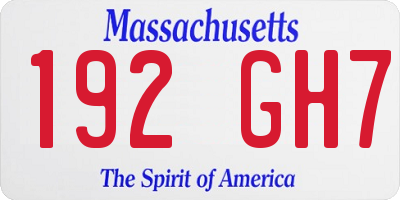 MA license plate 192GH7
