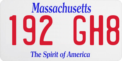 MA license plate 192GH8
