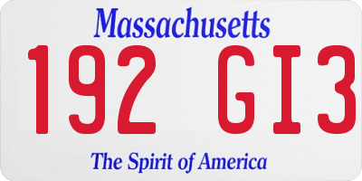 MA license plate 192GI3
