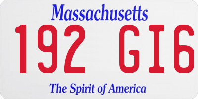 MA license plate 192GI6