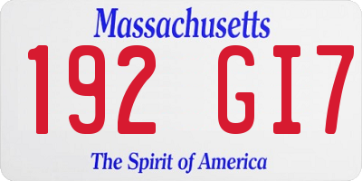 MA license plate 192GI7