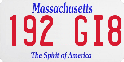 MA license plate 192GI8