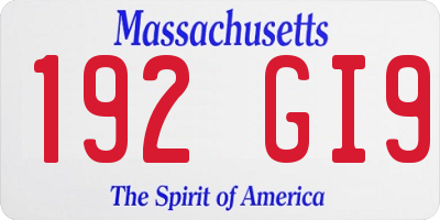 MA license plate 192GI9