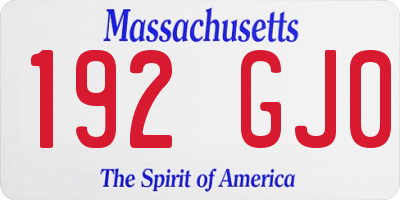 MA license plate 192GJ0