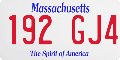 MA license plate 192GJ4