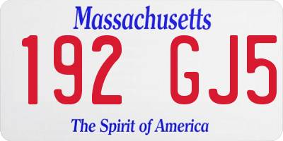 MA license plate 192GJ5