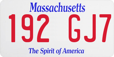 MA license plate 192GJ7