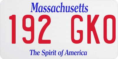 MA license plate 192GK0
