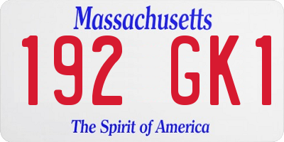 MA license plate 192GK1