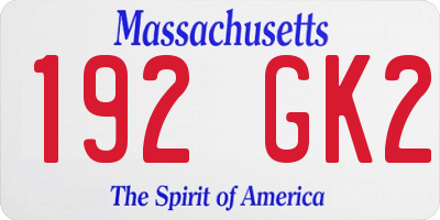 MA license plate 192GK2
