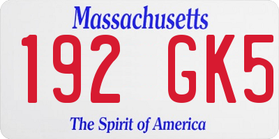 MA license plate 192GK5