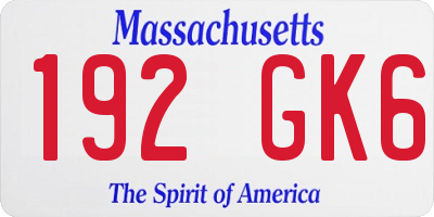 MA license plate 192GK6