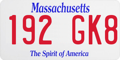 MA license plate 192GK8