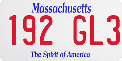 MA license plate 192GL3