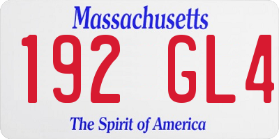 MA license plate 192GL4