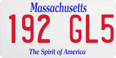 MA license plate 192GL5