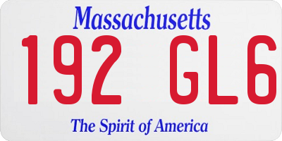 MA license plate 192GL6