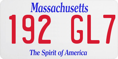 MA license plate 192GL7