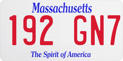 MA license plate 192GN7