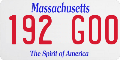 MA license plate 192GO0