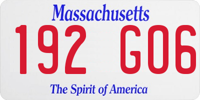 MA license plate 192GO6
